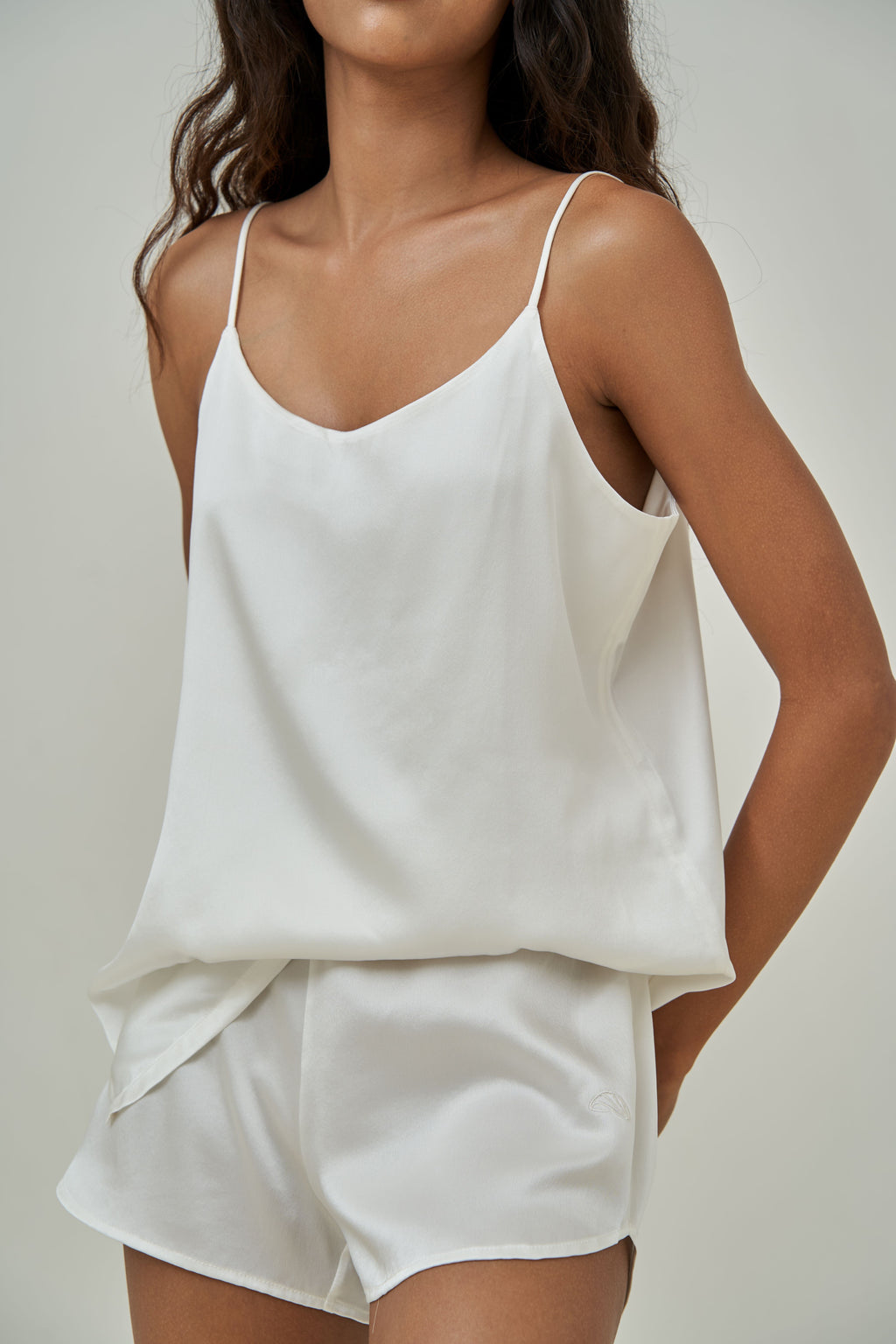 100 Silk White Cami Night Suit Sunday Forever